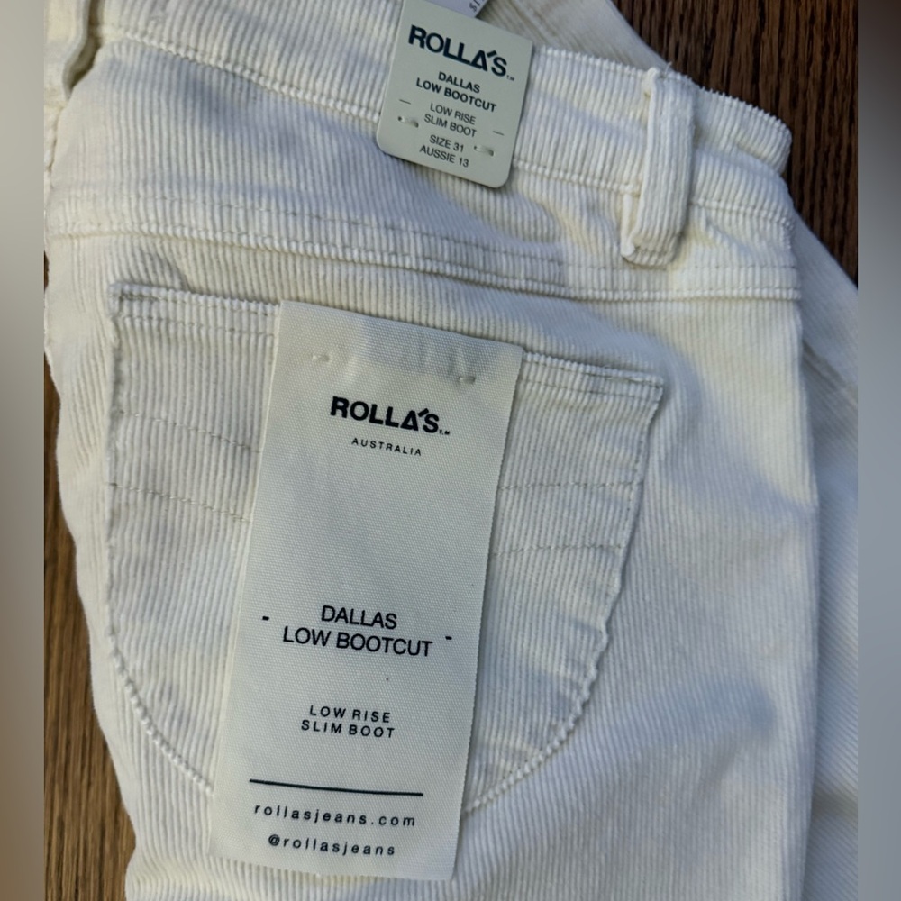Free People/Rolla’s Dallas Low Rise Slim Bootcut Corduroys - cream color